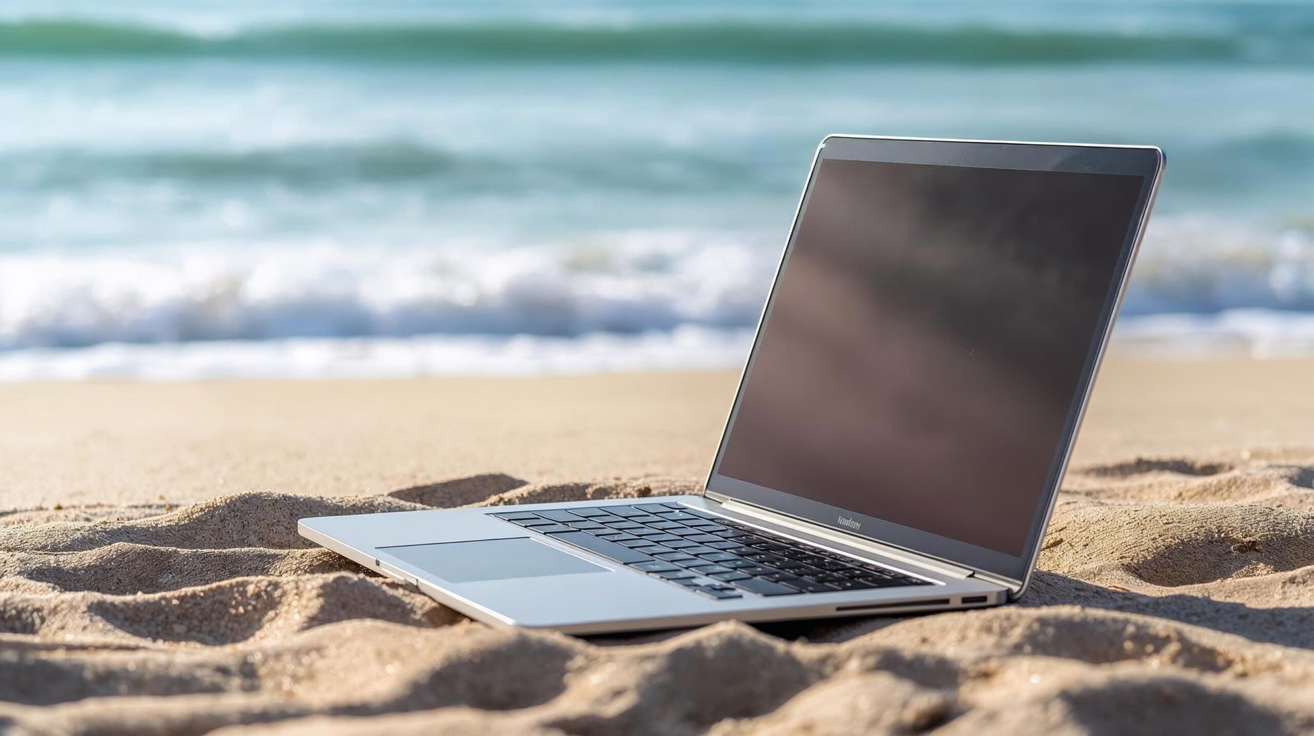 Laptop on a beach